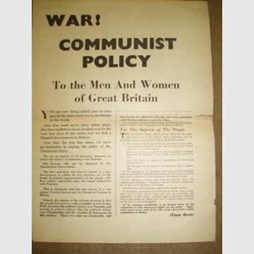 067750 Leaflet - War! Communist Policy 1939 £12.00